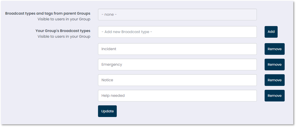 custom broadcast types-building management